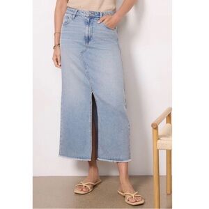Evereve Kut from the Kloth Brea Mid-Rise Light Denim Slit Maxi Skirt Blue 0
